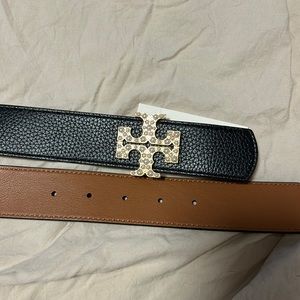 Tory Burch Reversible Pearl Logo Belt
